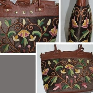 Hand embroidered shoulder bag/ purse
